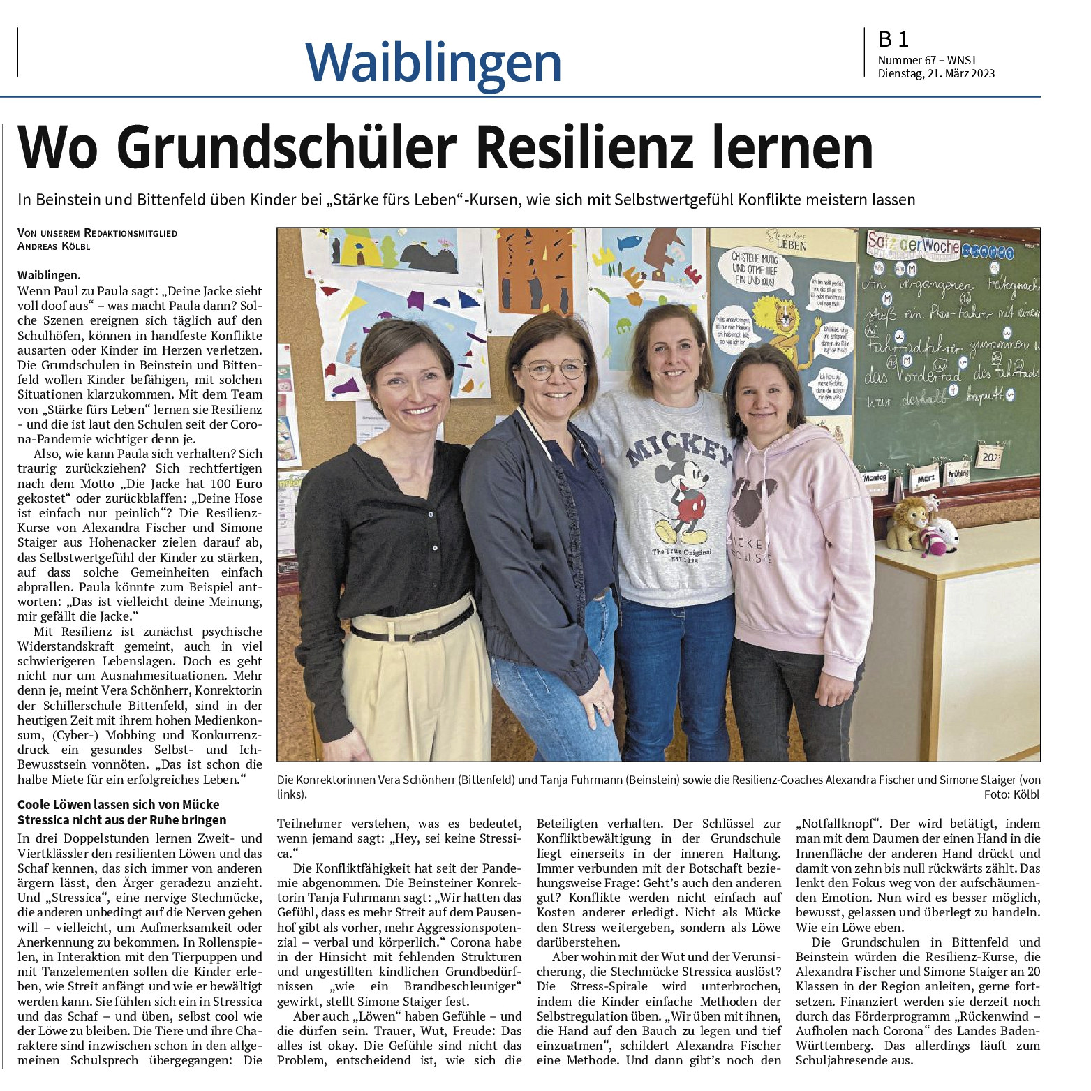 Waiblinger Kreiszeitung, 21. März 2023