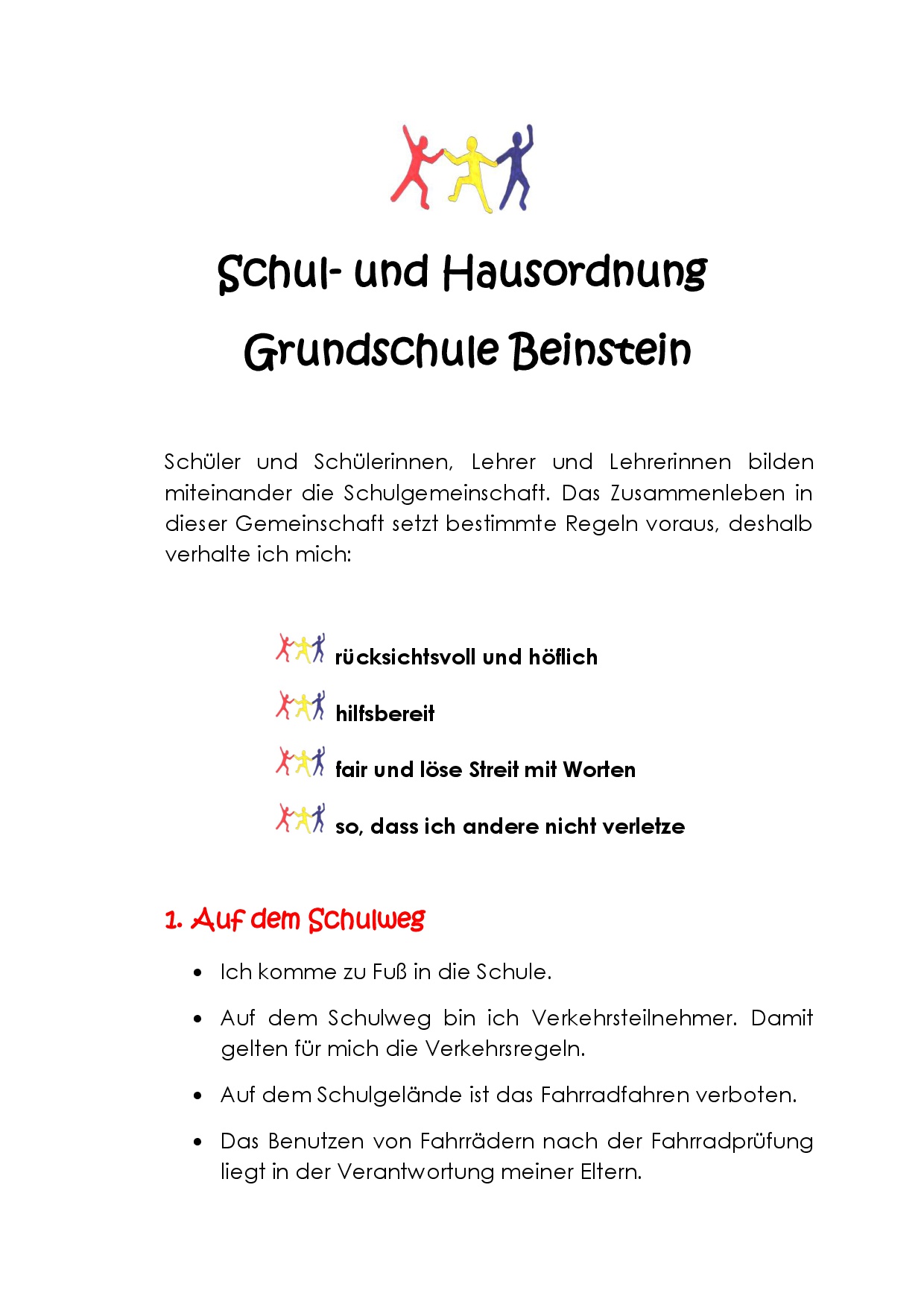Schul- und Hausordnung der Grundschule Beinstein